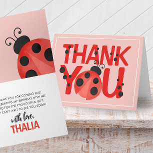 Tarjeta de agradecimiento plegable de mariquita ac