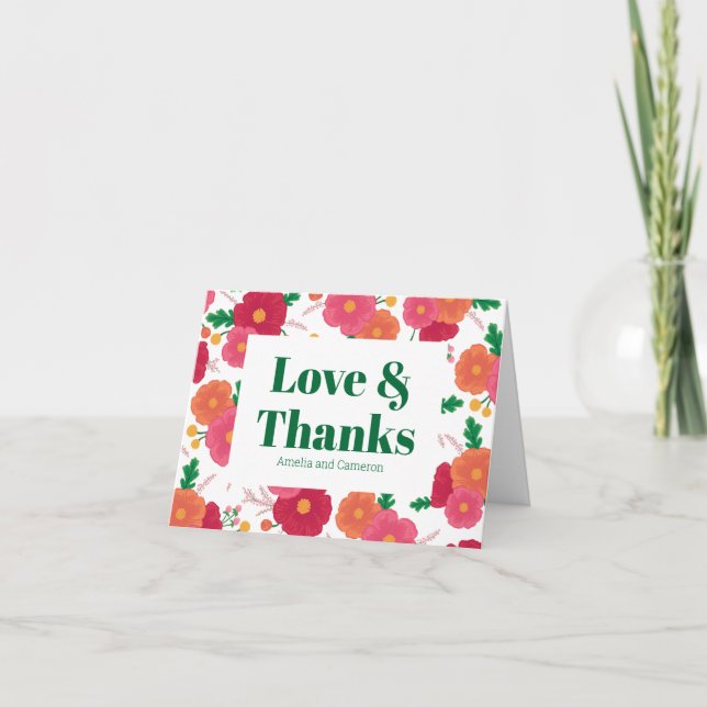 Tarjeta de agradecimiento plegable para boda Bold  (Anverso)