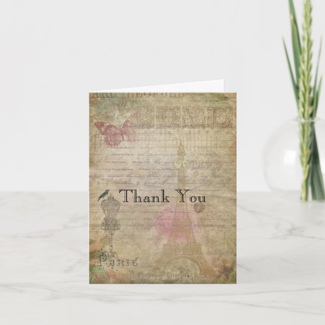 Tarjeta de agradecimiento plegable para boda con e (Anverso)