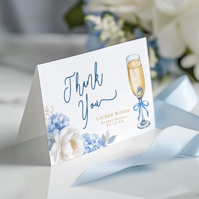 Tarjeta de agradecimiento plegable para despedida  (Elegant Bridal Shower Thank You Card)