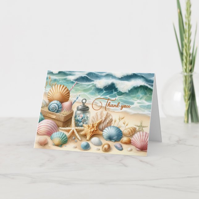 Tarjeta de agradecimiento plegada a orillas del ma (Anverso)