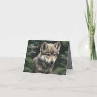 Tarjeta de agradecimiento plegada al lobo de North