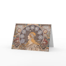 Tarjeta de agradecimiento plegada Art Nouveau zodi