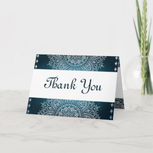 Tarjeta de agradecimiento plegada Azul marroquí pr