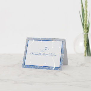 Tarjeta de agradecimiento plegada azul y gris mare