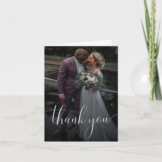 Tarjeta de agradecimiento plegada con Boda de foto (Anverso)