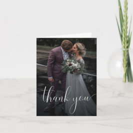 Tarjeta de agradecimiento plegada con Boda de foto