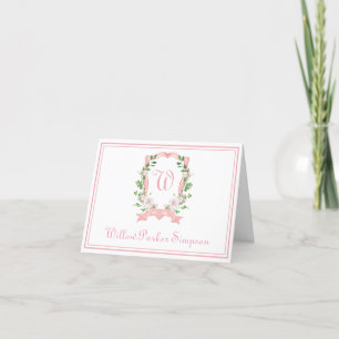 Tarjeta de agradecimiento plegada con cresta flora