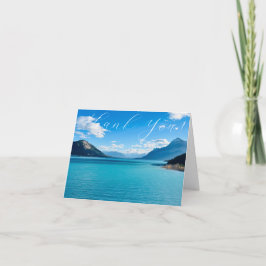 Tarjeta de agradecimiento plegada con foto del lag