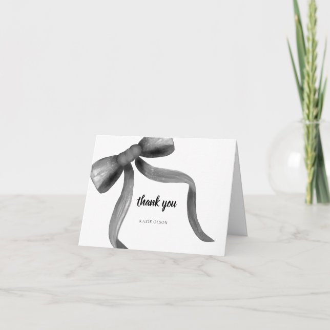 Tarjeta de agradecimiento plegada con hermoso lazo (Anverso)