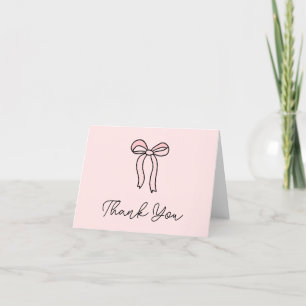 Tarjeta de agradecimiento plegada con lazo rosa Co
