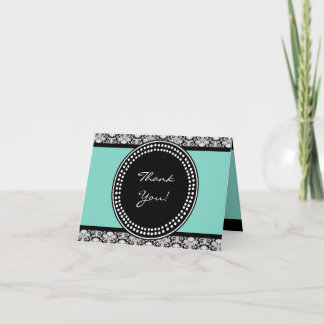 Tarjeta de agradecimiento plegada Damasco Verde az