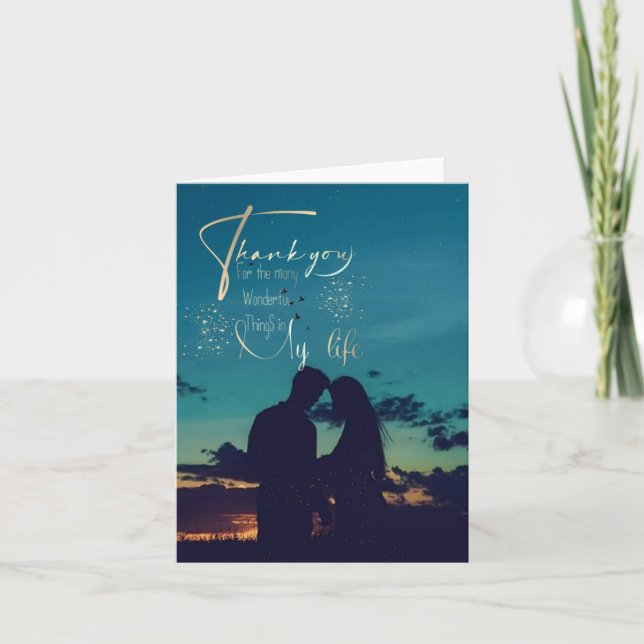 Tarjeta de agradecimiento plegada de amor (Anverso)