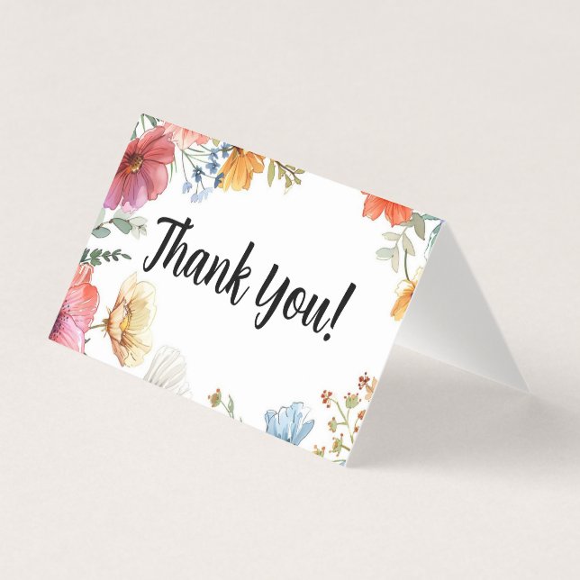 Tarjeta de agradecimiento plegada de amor en flor (Anverso)