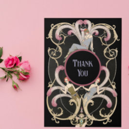 Tarjeta de agradecimiento plegada de arte festivo