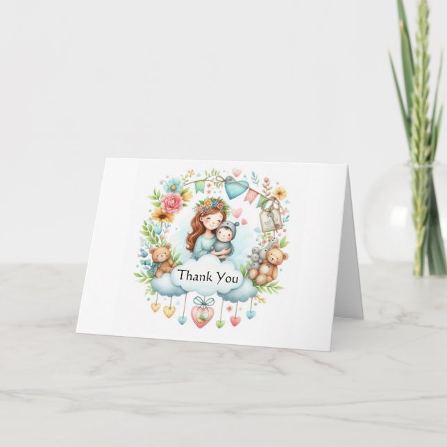 Tarjeta de agradecimiento plegada de Baby Shower (Anverso)