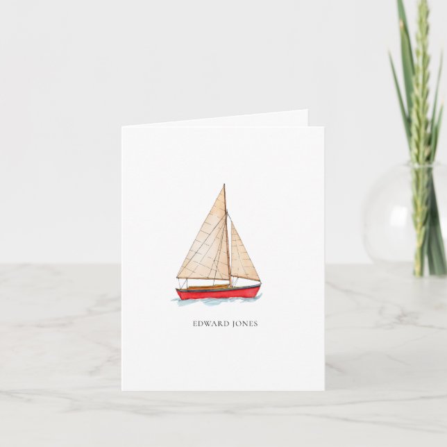 Tarjeta de agradecimiento plegada de barco de vela (Anverso)