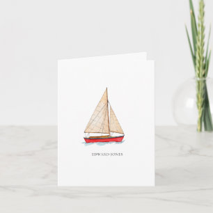 Tarjeta de agradecimiento plegada de barco de vela