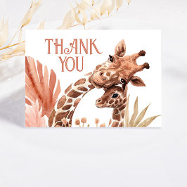 Tarjeta de agradecimiento plegada de Boho Giraffe 