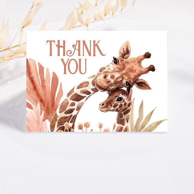 Tarjeta de agradecimiento plegada de Boho Giraffe  (Subido por el creador)