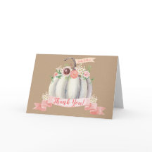 Tarjeta de agradecimiento plegada de calabaza de o