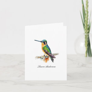 Tarjeta de agradecimiento plegada de colibrí