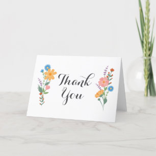 Tarjeta de agradecimiento plegada de flores silves