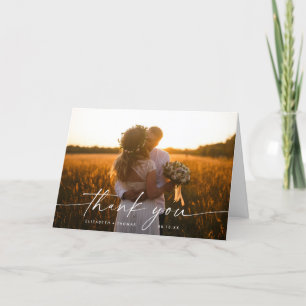 Tarjeta de agradecimiento plegada de foto de boda
