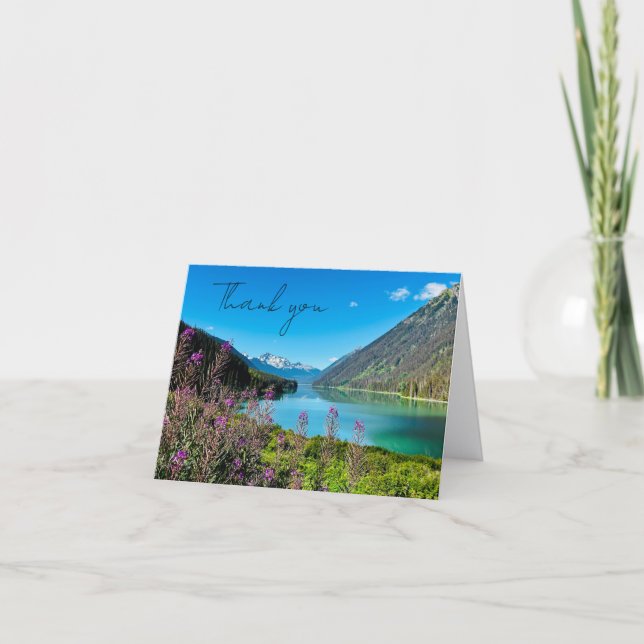 Tarjeta de agradecimiento plegada de fotografía de (Anverso)