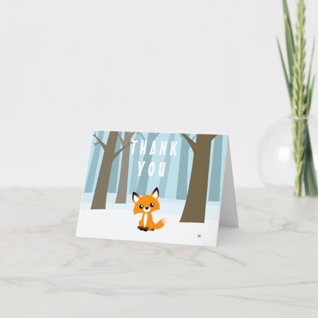 Tarjeta de agradecimiento plegada de Fox en el bos (Anverso)