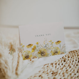 Tarjeta de agradecimiento plegada de girasol acuar