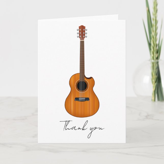 Tarjeta de agradecimiento plegada de guitarra acús (Anverso)