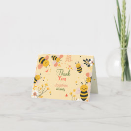 Tarjeta de agradecimiento plegada de Honey Bee