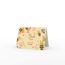 Tarjeta de agradecimiento plegada de Honey Bee