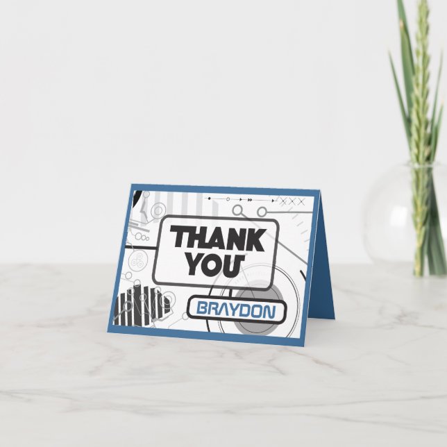 Tarjeta de agradecimiento plegada de la barra de S (Anverso)