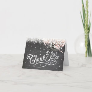 Tarjeta de agradecimiento plegada de la hoja rosa 