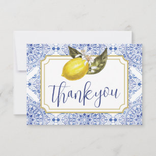 Tarjeta de agradecimiento plegada de limón toscano