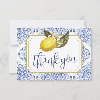 Tarjeta de agradecimiento plegada de limón toscano