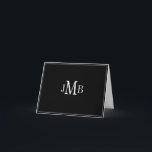 Tarjeta de agradecimiento plegada de Monograma bla<br><div class="desc">Las iniciales clásicas y simples monogramadas en blanco sobre fondo negro doblado tarjeta de agradecimiento (blanco en blanco dentro) Excelente para la correspondencia de negocios.</div>