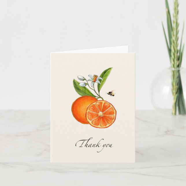Tarjeta de agradecimiento plegada de Naranja de cí (Anverso)