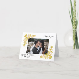 Tarjeta de agradecimiento plegada de oro de época