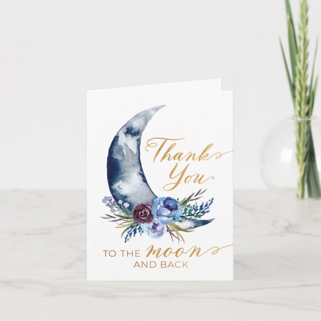 Tarjeta de agradecimiento plegada de Over the Moon (Anverso)