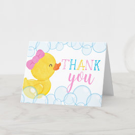 Tarjeta de agradecimiento plegada de pato de goma