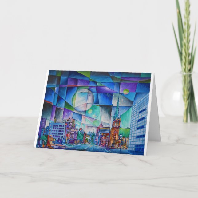 Tarjeta de agradecimiento plegada de pintura de de (Anverso)