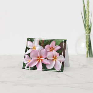 Tarjeta de agradecimiento plegada de Plumeria rosa