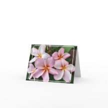 Tarjeta de agradecimiento plegada de Plumeria rosa