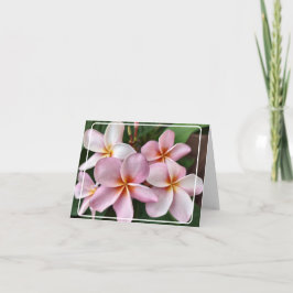 Tarjeta de agradecimiento plegada de Plumeria rosa