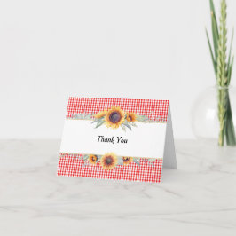 Tarjeta de agradecimiento plegada de Sunflower Red