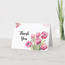 Tarjeta de agradecimiento plegada de tulipanes ros