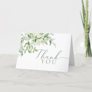 Tarjeta de agradecimiento plegada de verde elegant